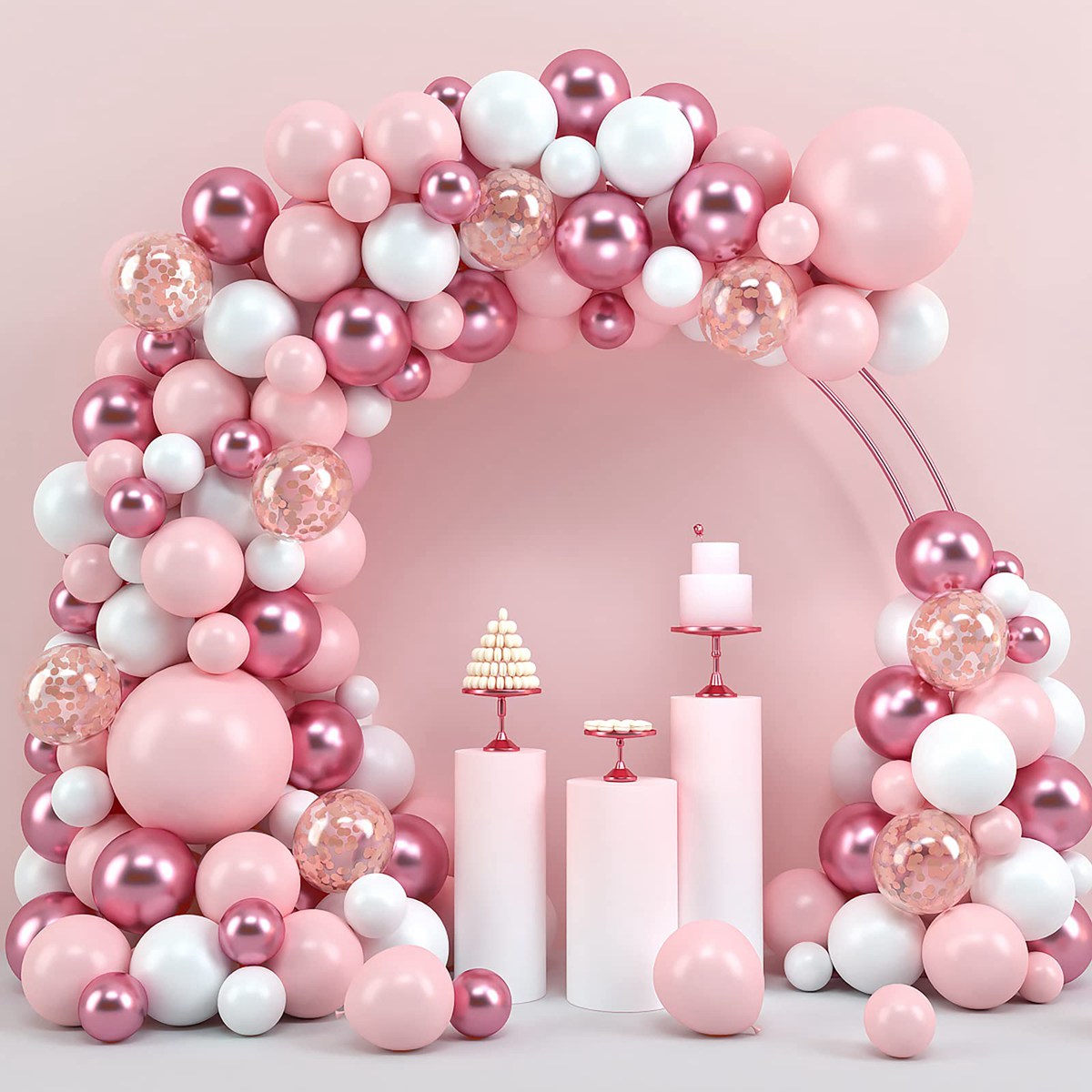 Wedding Supply Kit - Pembe Macaron Balonlar Garland Arch Kiti