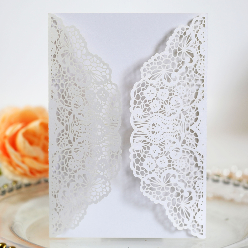 Wedding Supply Business - 50 adet/lot Beyaz Lazer Kesim Düğün
