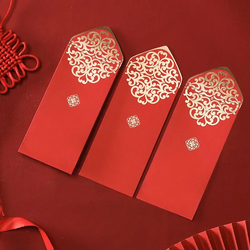 Wedding Envelopes - 10 adet Çin Kırmızı Zarflar Altın
