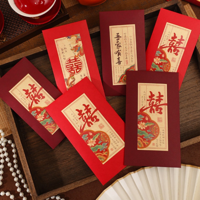 Wedding Envelopes - 2/4 Adet Çin Düğün Kırmızı Zarfları: