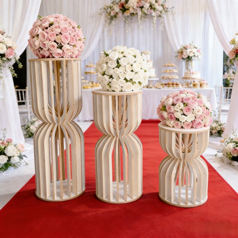Wedding Supply Rentals - Ahşap Roma Sütunu Düğün Çiçek Standı