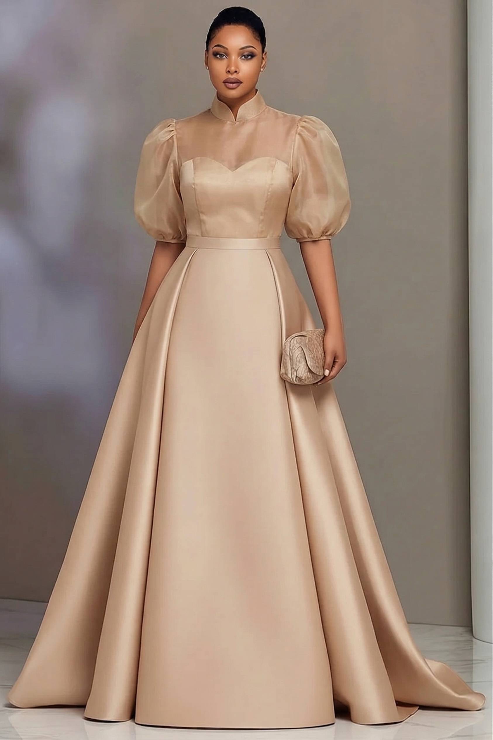 Wedding Support - Büyük Beden Zarif Saten Abiye Elbiseler