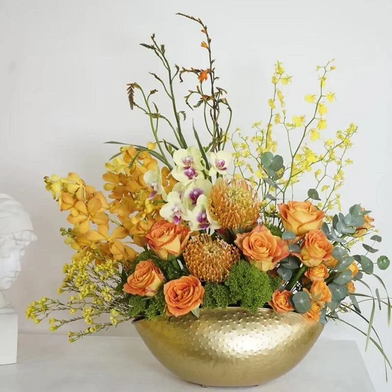 Centerpiece Vase Tall - Yeni Büyük Boy Altın Kase Saksı