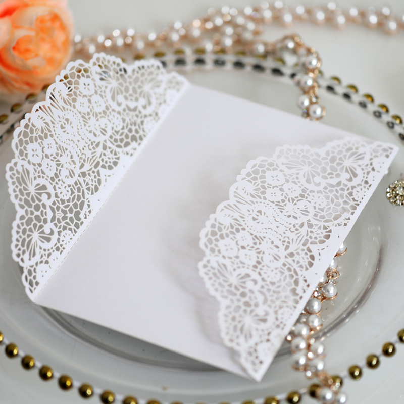50 adet/lot Beyaz Lazer Kesim  - Wedding Supply Business incelemesi ve fiyatı